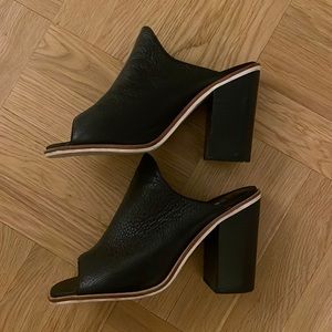 Sol Sana black leather mule sandal heels. Size 37 (fit like a 7-7.5)